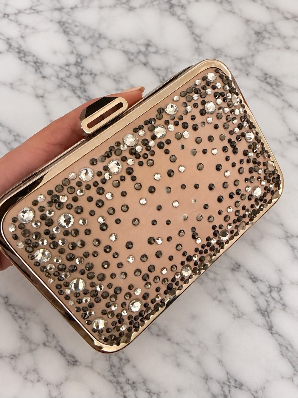 Nude Embellished Blush Crystal Clutch